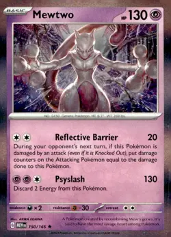 Mewtwo 150/165 Rare 151 Pokemon Holo Lightly Played - Image 1