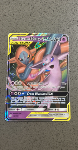 Pokemon TCG Espeon & Deoxys GX 72/236 Sm-Unified Minds Holo - Image 1