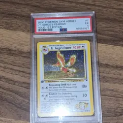 Wizards of the Coast 2000 Gym Heroes Lt. Surge's Fearow Holo 1st Ed PSA 5 #7 - Image 1
