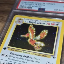 Wizards of the Coast 2000 Gym Heroes Lt. Surge's Fearow Holo 1st Ed PSA 5 #7 - Image 3