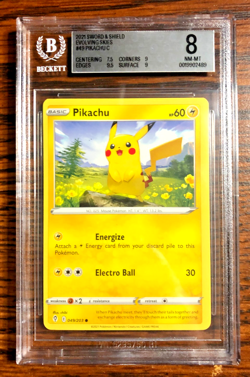 Pikachu Regular Common #049|BGS NM-MT 8|2021 SWSH Evolving Skies|Pokemon TCG - Image 1