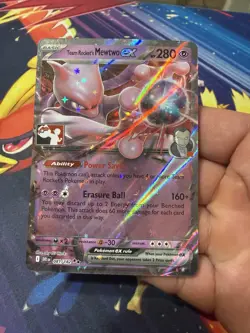 Team Rocket’s Mewtwo Ex 081/182 NM- LP! Prize Pack Play Stamp Series 8 Pokemon - Image 1