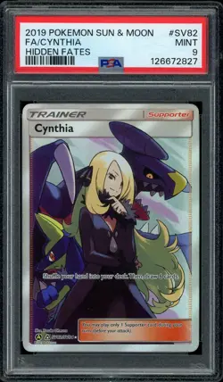 Pokemon PSA 9 Cynthia SV82/SV94 Sun & Moon Hidden Fates Shiny Vault Gem Mint - Image 1
