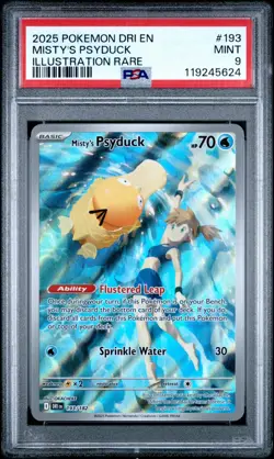 2025 POKEMON DRI EN-DESTINED RIVALS ILLUSTRATION RARE #193 MISTY'S PSYDUCK PSA 9 - Image 1