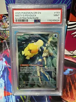 2025 POKEMON DRI EN-DESTINED RIVALS ILLUSTRATION RARE #193 MISTY'S PSYDUCK PSA 9 - Image 4