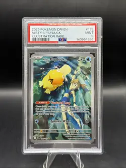 2025 POKEMON DRI EN-DESTINED RIVALS ILLUSTRATION RARE #193 MISTY'S PSYDUCK PSA 9 - Image 1