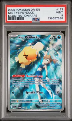 2025 POKEMON DRI EN-DESTINED RIVALS ILLUSTRATION RARE MISTY'S PSYDUCK 193 PSA 9 - Image 1