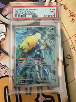 2025 POKEMON DRI EN-DESTINED RIVALS ILLUSTRATION RARE #193 MISTY'S PSYDUCK PSA 9 - Image 1