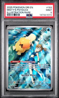 2025 POKEMON DRI EN-DESTINED RIVALS ILLUSTRATION RARE #193 MISTY'S PSYDUCK PSA 9 - Image 3