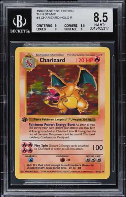 1999 Pokemon Charizard 1st Edition Holo 4/102 BGS 8.5 - Image 1