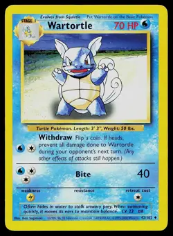 Pokemon Card Base Set Wartortle 42/102 Uncommon 1999-2000 4th Print UK Exclusive - Image 1