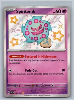 Spiritomb 158/091 Shiny Rare Paldean Fates Pokemon Card Near Mint - Image 1
