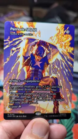 1x Patriotic Shield Sword Of Fire & Ice Borderless Marvel MAR NM Magic MTG - Image 1