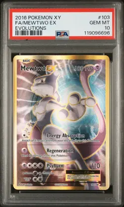 2016 POKEMON XY EVOLUTIONS #103 FULL ART/MEWTWO EX PSA 10 - Image 1