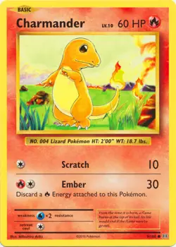 2016 Pokemon Evolutions Charmander #9/108 Common NM - Image 1