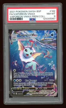 2021 POKEMON SWSH BLACK STAR PROMO #182 FULL ART/VAPOREON VMAX PSA 8 - Image 1
