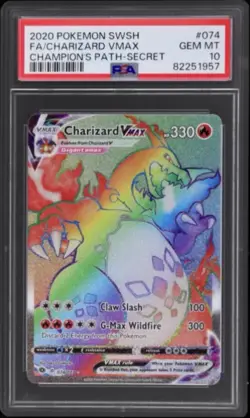 Pokemon 2020 SWSH Champion's Path Charizard VMAX Secret 074/073 Holo PSA 10 - Image 1