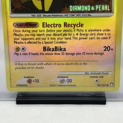 Pokemon Pikachu 94/123 Diamond and Pearl Burger King Stamped Reverse Holo *RARE* - Image 3