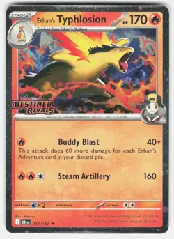 ETHAN'S TYPHLOSION 034/182 RARE DESTINED RIVALS POKEMON HOLO NM/M - Image 1