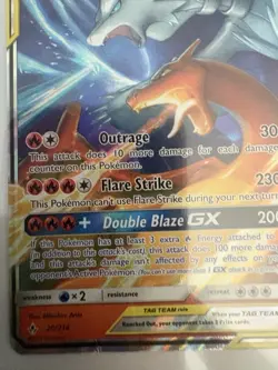 TCG POKEMON TAG TEAM RESHIRAM & CHARIZARD HOLO GX 20/214 - Image 3