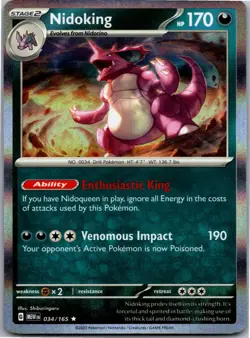 Nidoking 034/165 Rare 151 Pokemon Holo Near Mint - Image 1