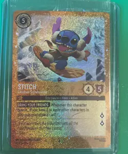 Disney Lorcana Stitch Carefree Snowboarder Glimmer Foil Winterspell Promo - Image 2