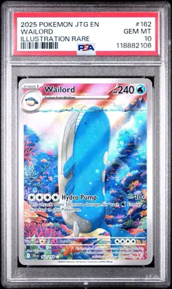 2025 POKEMON JTG EN-JOURNEY TOGETHER ILLUSTRATION RARE #162 WAILORD PSA 10 - Image 1