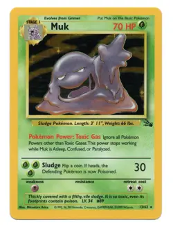 Pokemon Muk 13/62 Holo Rare Unlimited Fossil - Image 1