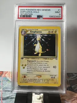 Pokemon TCG 1st Edition Neo Genesis Set Ampharos Holo Rare #1/111 PSA 9 MINT - Image 1