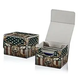Card Deck Box for MTG Cards, Card Storage Box Fits 100+ American Flag Deer - Image 1