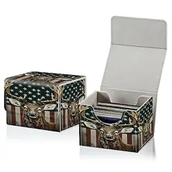 Card Deck Box for MTG Cards, Card Storage Box Fits 100+ American Flag Deer - Image 2