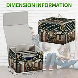 Card Deck Box for MTG Cards, Card Storage Box Fits 100+ American Flag Deer - Image 3