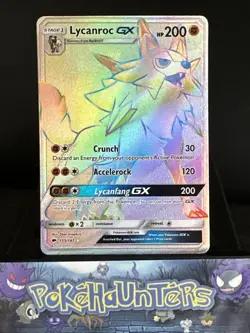 Pokemon Card Lycanroc GX 155/147 Burning Shadows Rainbow Secret Rare L/P - Image 1