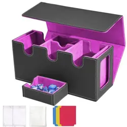 MTG Deck Box with 2 Commander Display, 4-in-1 Card Deck Case, Bright Purple - Image 2