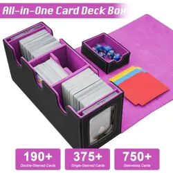 MTG Deck Box with 2 Commander Display, 4-in-1 Card Deck Case, Bright Purple - Image 4
