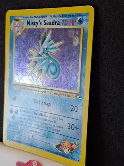 Mistys Seadra Holo Pokemon Card 9/132 - Gym Heroes Set Pokemon Card MP - Crease - Image 3