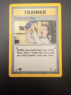TRAINER PROFESSOR ELM 96/111 2000 NEO GENESIS SET POKEMON CARD 1st EDITION - Image 1