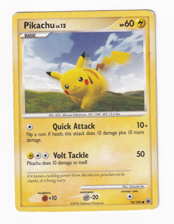 Pikachu 70/100 Majestic Dawn 2008 Regular Non Holo Pokemon Card Heavy Played HP - Image 1