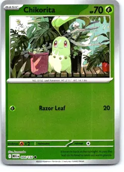 Chikorita 008/132 Common Mega Evolution Pokemon Reverse Holo Near Mint - Image 1