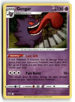 Gengar 057/198 Holo Rare Chilling Reign Pokemon Holo Lightly Played - Image 1