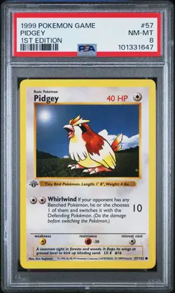 PSA 8 - Pokemon Card - Base 57/102 - PIDGEY (common) *1st Edition* - NM-MT - Image 1