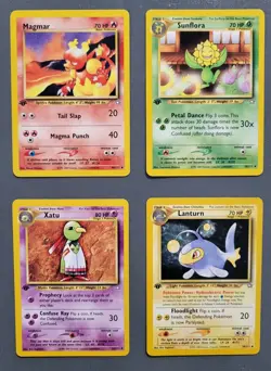 2000 1st Edition Pokemon Neo Genesis Lot: 4 Cards LP - Image 1