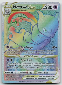Mewtwo VSTAR 079/078 Pokemon GO Rainbow Secret Rare Holo NM - Image 1