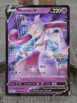 Pokemon GO Stamp Mewtwo V SWSH223 Sword & Shield BLACK STAR PROMO LP - Image 1