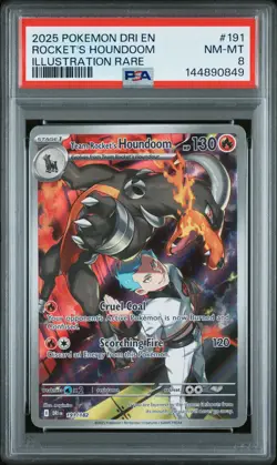 2025 POKEMON DRI EN-DESTINED RIVALS #191 TEAM ROCKET'S HOUNDOOM PSA 8 - Image 1