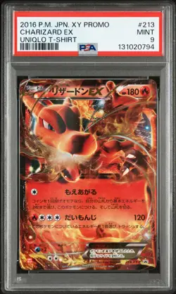 2016 POKEMON JAPANESE XY PROMO UNIQLO T-SHIRT #213 CHARIZARD EX PSA 9 - Image 1