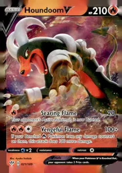 Houndoom V 021/189 Holo V Rare Darkness Ablaze Pokemon Lightly Played - Image 1