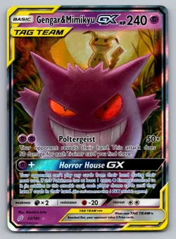 2019 Pokemon Sun Moon Team Up Gengar Mimikyu GX Full Art #53/181 NM - C1 - Image 1