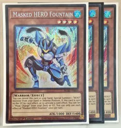 Yugioh! 3x Masked HERO Fountain BLGG-EN029 Secret Rare 1st Ed NM - Image 1