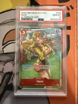 2025 ONE PIECE STARTER DECK ST21-EX GEAR 5 ALTERNATE ART #009 NAMI PSA 10 - Image 1